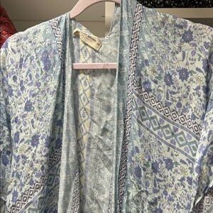 New with tags Lucky Brand Blue and white Kimono with tassels